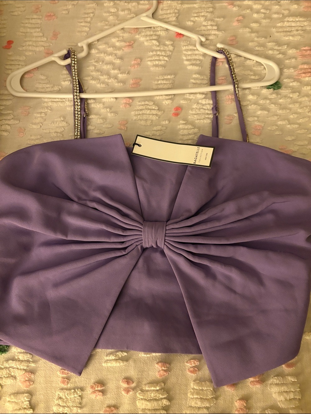 Strapless Bow Front Purple Womenโs Top